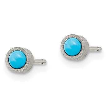 Titanium Brushed with Turquoise 4mm Stud Earrings