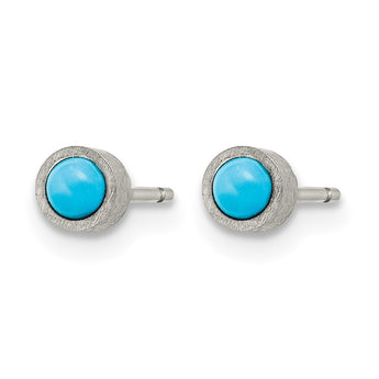 Titanium Brushed Blue Turquoise Stud Earrings - Birthstone Company