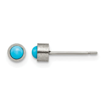 Titanium Brushed Blue Turquoise Stud Earrings - Birthstone Company