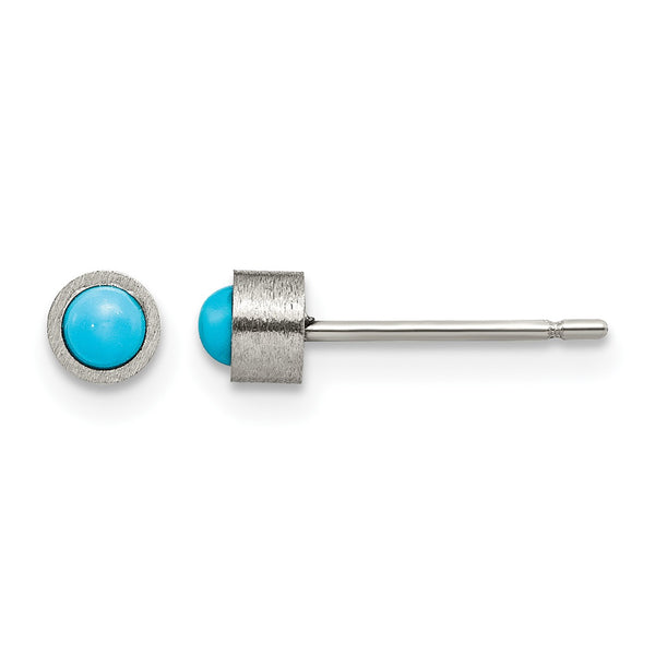 Titanium Brushed Blue Turquoise Stud Earrings - Birthstone Company