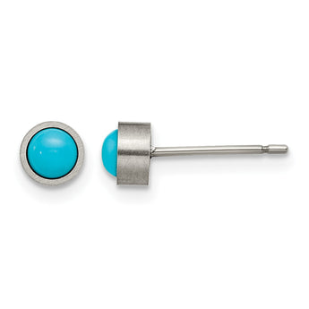 Titanium Brushed Blue Turquoise Stud Earrings - Birthstone Company