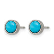 Titanium Brushed Blue Turquoise Stud Earrings - Birthstone Company