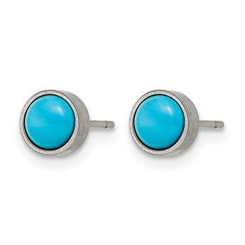Titanium Brushed Blue Turquoise Stud Earrings - Birthstone Company