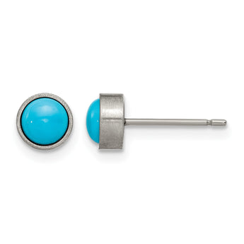 Titanium Brushed Blue Turquoise Stud Earrings - Birthstone Company