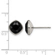 Titanium Polished Faceted Black Crystal Post Earrings - Birthstone Company