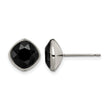 Titanium Polished Faceted Black Crystal Post Earrings - Birthstone Company