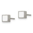 Titanium Brushed with White Enamel Square Post Earrings