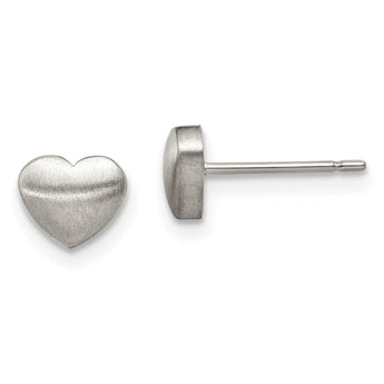 Chisel Titanium Brushed Heart Post Earrings