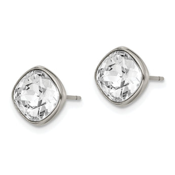 Titanium Polished Faceted Crystal Square Post Earrings