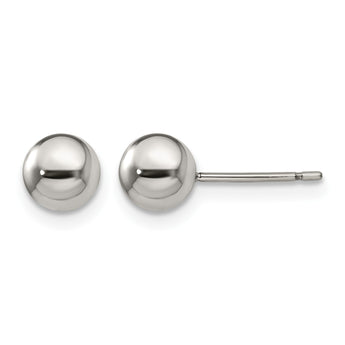 Titanium Polished 6mm Ball Post Earrings - Birthstone Company