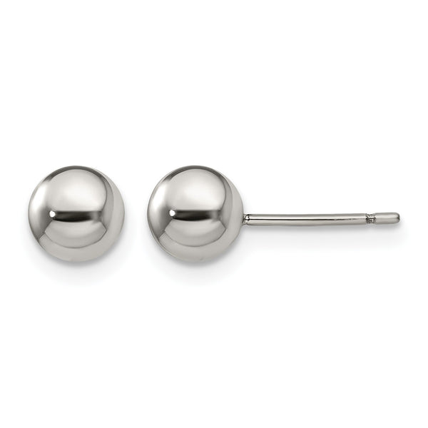 Titanium Polished 6mm Ball Post Earrings - Birthstone Company