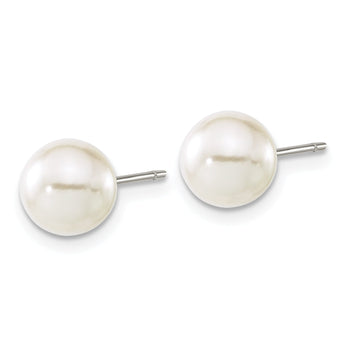 Chisel Titanium Polished 7.75mm Imitation Pearl Post Earrings