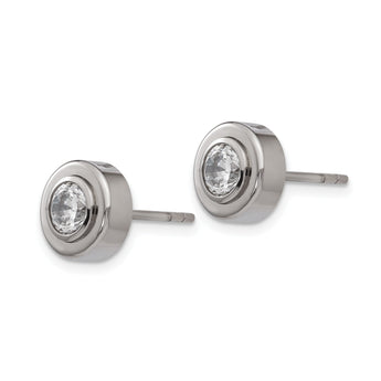 Titanium Polished w/ CZ Post Earrings