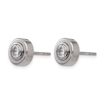 Titanium Polished w/ CZ Post Earrings - Birthstone Company