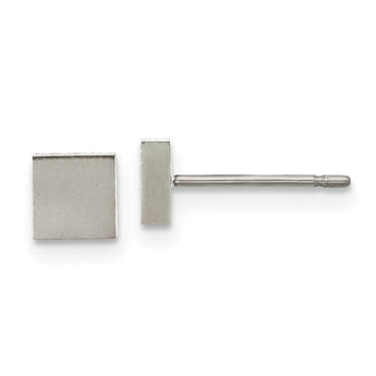 Chisel Titanium Brushed Square Post Earrings