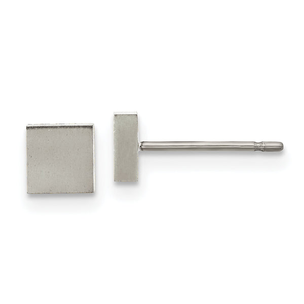 Chisel Titanium Brushed Square Post Earrings