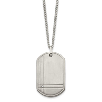 Men's Titanium Dog Tag Necklace with Diamond Engravable 22 - Birthstone Company