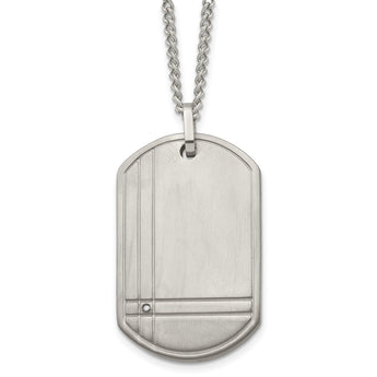 Men's Titanium Dog Tag Necklace with Diamond Engravable 22 - Birthstone Company