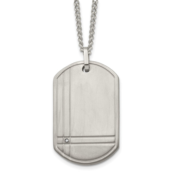 Men's Titanium Dog Tag Necklace with Diamond Engravable 22 - Birthstone Company