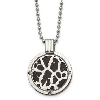 Black Enamel & Diamond Necklace in Titanium (1/20 ct.) - Birthstone Company