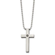 Titanium Polished 1/2pt. Diamond Cross Necklace - Birthstone Company