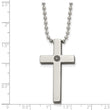 Titanium Polished 1/2pt. Diamond Cross Necklace - Birthstone Company