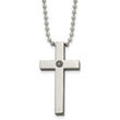 Titanium Polished 1/2pt. Diamond Cross Necklace - Birthstone Company