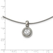 Titanium CZ Pendant with Polished Stainless Steel Wire Necklace - Birthstone Company