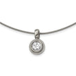 Titanium CZ Pendant with Polished Stainless Steel Wire Necklace - Birthstone Company