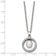 Chisel Titanium Polished with CZ and Freshwater Cultured Pearl 22 inch Necklace - Birthstone Company