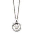 Chisel Titanium Polished with CZ and Freshwater Cultured Pearl 22 inch Necklace - Birthstone Company