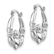 14k White Gold Claddagh Hoop Earrings