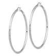 14k White Gold Lightweight 3mm Diamond-cut Hoop Earrings