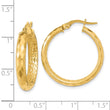 14K Polished and Textured Diamond-cut Inside Fancy Hoop Earrings