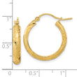 14K Polished and Textured D/C Fancy Pattern Hoop Earrings