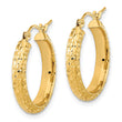 14K Polished and Textured D/C Hoop Earrings