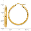 14K Polished D/C Twist Pattern Hoop Earrings