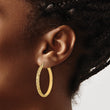 14K Polished and Brushed Diamond-cut Fancy Hoop Earrings