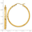 14K Polished and Textured Fancy Diamond Cut Hoop Earrings