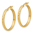 14K Polished and Diamond-cut Hoop Earrings