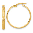 14K Polished and Diamond-cut Hoop Earrings
