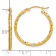 14k Polished and Satin D/C 2.05mm Hoop Earrings