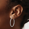 14k White Gold Polished and Satin D/C 2.00mm Hoop Earrings