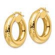 14k Polished Diamond-cut 6mm Hollow Round Hoop Earrings
