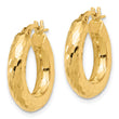 14K Polished 4mm Diamond-cut Hoop Earrings