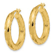 14K Polished 4mm Diamond-cut Hoop Earrings