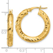 14K Polished 4mm Diamond-cut Hoop Earrings