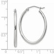 14k White Gold Polished 2mm Oval Tube Hoop Earrings