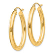 14k Polished 3.5mm Oval Tube Hoop Earrings
