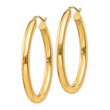 14k Polished 3.5mm Oval Tube Hoop Earrings